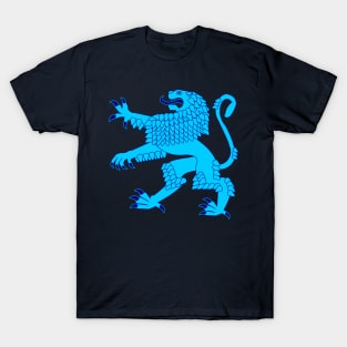 Heraldic Rampant Lion (Azure Blue) T-Shirt